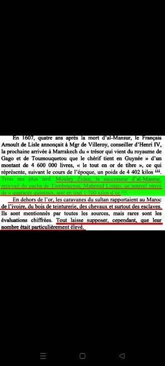 RebeuAmghar4dx's tweet photo. L'argument disant que le Sahel a bloqué l'or est détruit par les textes de l'époque. Face à l'invasion, l'Empereur du Songhaï (Askia Ishaq II) a totalement paniqué et a tenté d'acheter le départ des Marocains en leur offrant immédiatement 100 000 pièces d'or. https://t.co/jIBs6qMwJI