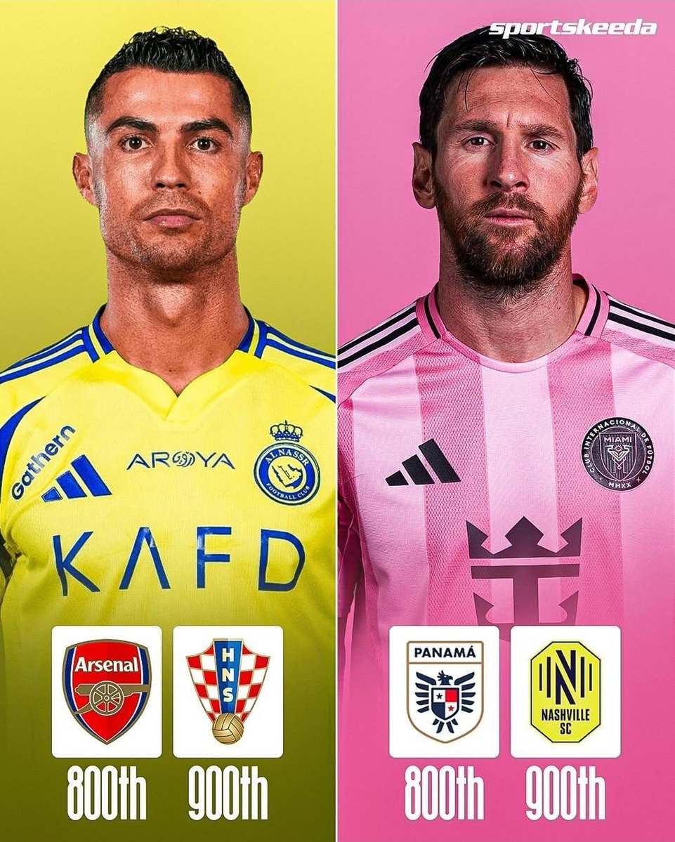 RealGOA7's tweet photo. Gol 800 &amp; 900                                      Gol 800 &amp; 900
do Ronaldo                                                        do  Messi https://t.co/PpffAIUUn8