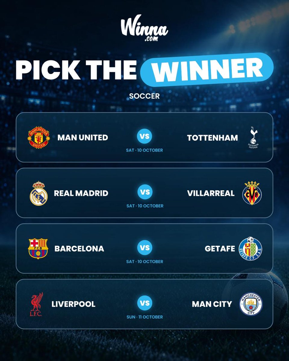 WinnaFC's tweet photo. 🚨💰| GIVEAWAY TIME! 

Pick the winners (or draws) correctly and get a chance of earning $100! You need at least 2 to be eligible

To join:
• Follow @Winna, @WinnaFC, @Streaking_
• RT + like + create an account at Winna
• Drop your Winna username

https://t.co/1QlPzh2Z0J https://t.co/qdcS41gwOE