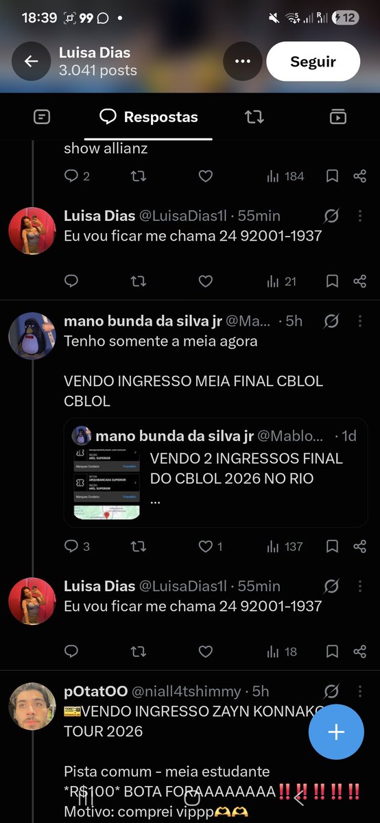 scrawnyedw's tweet photo. Essa conta @LuisaDias1l  está dando o golpe da buy ticket. 
Pede pra pessoa colocar o ingresso na buyticket, e não vai confirmar o recebimento e ela recebe o valor de volta. 
Pro show do zayn e diversos outros. https://t.co/ujHerifYrw