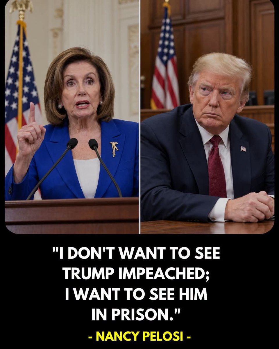 RedlineAmeric's tweet photo. 🇺🇸 Pelosi vs. Trump: How Far Should Accountability Go?

Should Trump face prison if convicted of a crime, or is impeachment enough?

A) Prison 🔴
B) Impeachment 🟢 https://t.co/ud3uwLTkkl