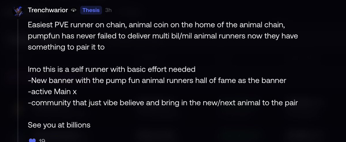 Animalc0in's tweet photo. @Trenchwarior laid out the vision.

An Animal Runners Hall of Fame.

An active X presence.

A community bringing the next generation of animal memes together.

We're already putting that vision into motion. 🐾

Different animals. One ecosystem.

solana:Y9ccqrALa5Yr3Bxzv8NQe37KP1Yy9uTCSJuap4Cpump