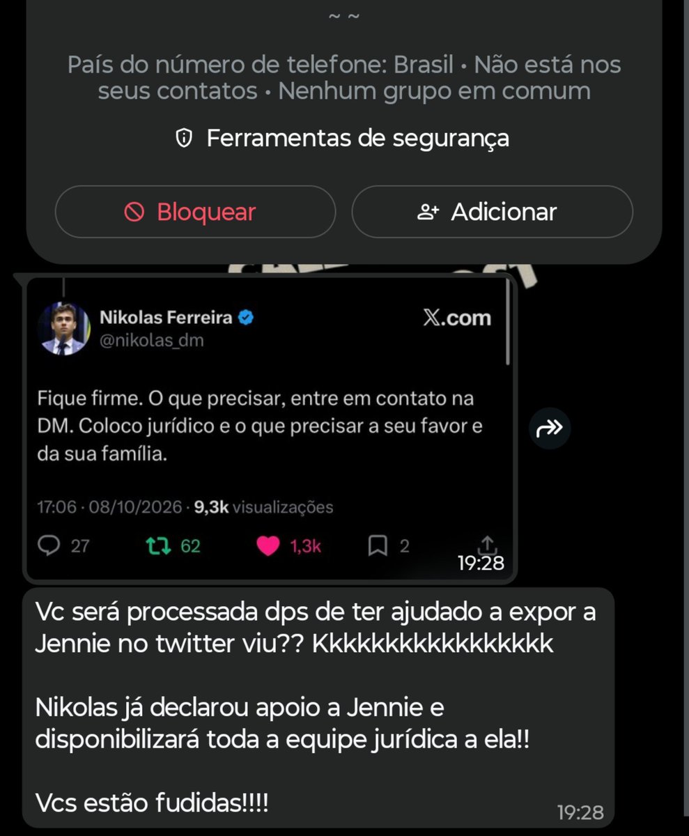 tokkibr_'s tweet photo. E ela só comprova o que falamos sobre as ameaças.

Não adianta ameaçar, Jennie! Continuaremos com a nossa verdade e apoiando o que realmente importa. https://t.co/G1HbPjTEED