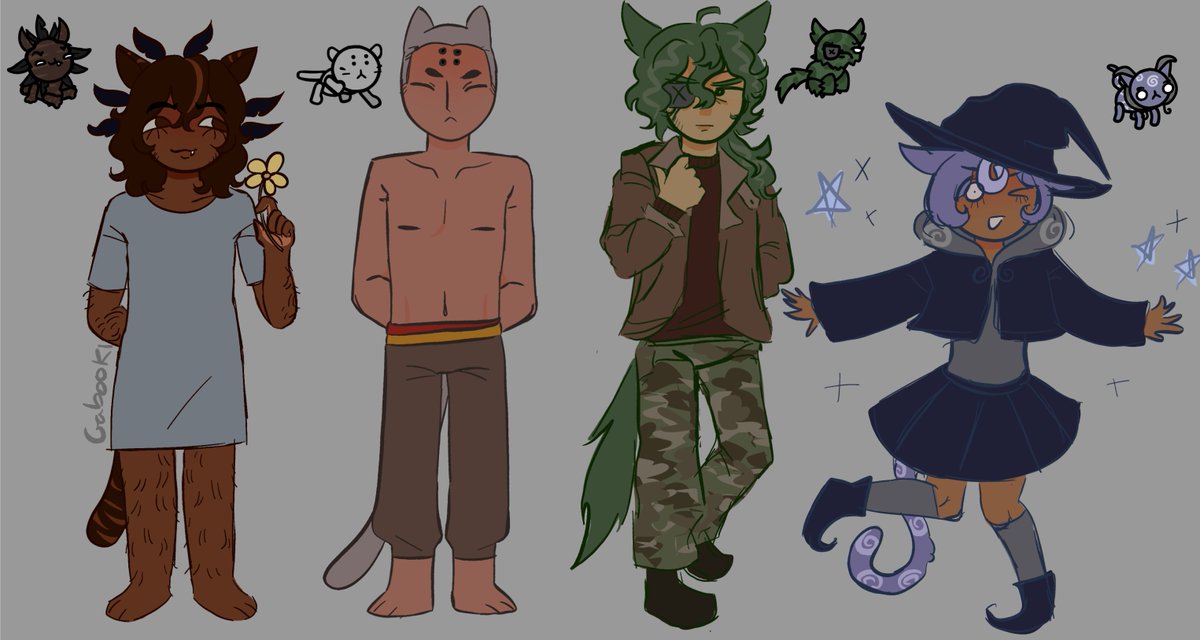 gabookster's tweet photo. some gijinkas #mewgenics https://t.co/RZ9WlIU216