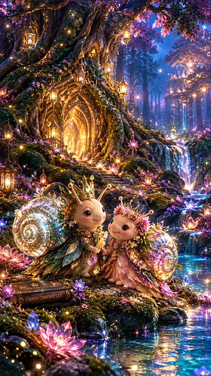 ChaosQueen_PC's tweet photo. “Where magic blooms, two hearts find their forever home.” 🐌✨️🖤🩷

#SnailRoyals #Magical #AIArtWork https://t.co/V3SvdpTzz8