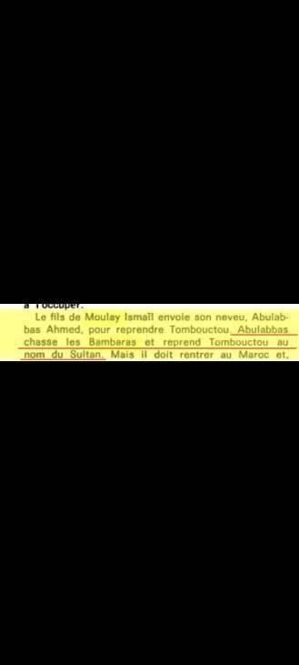 RebeuAmghar4dx's tweet photo. Ahmed pour « chasser les Bambaras et reprendre Tombouctou au nom du Sultan » c'était moulay ismail qui donnait les ordres les Bambara sont personne. https://t.co/twb7t3i2fc