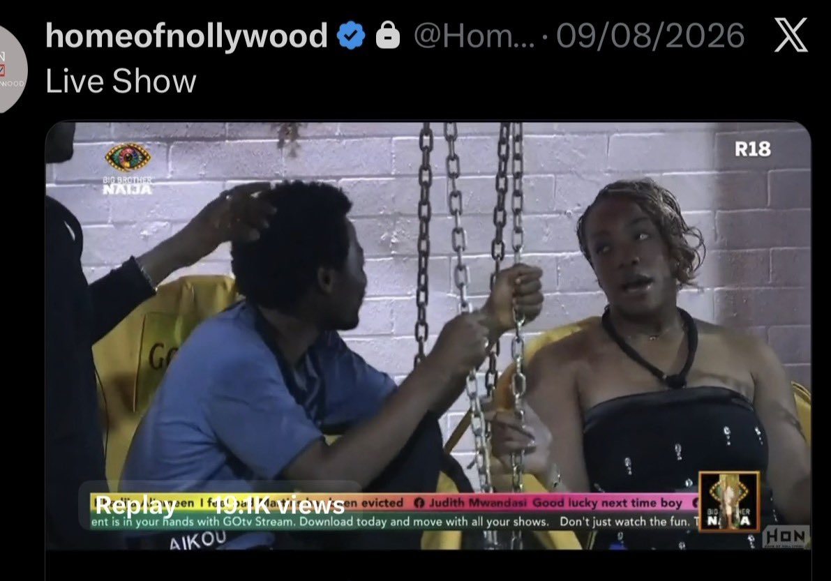 officialadarh's tweet photo. BTW, these are videos of Keivo wearing the iconic  black shirt after WEEK 2 entering Week 3, Sunday live eviction (09/08/26), with the hand of the shirt being “JUMPY”. While the other guy said he “lost” his shirt in Week 6/7!!!

GOD SEES ALL!!

#Keivo https://t.co/DIs2S2ulop