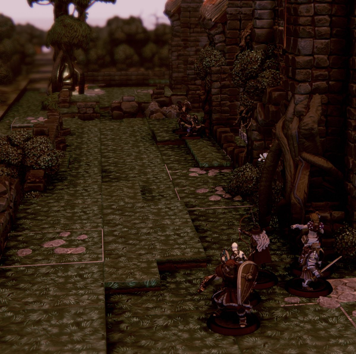 heimdal_3's tweet photo. #SoloRPG
夕刻になって廃寺院の探索を開始するパーティ。明るいうちに来ればいいものを。扉が塞がれていたため、礼拝堂の中に通じる侵入路を探す。崩落した壁の間から中に入れそうだが、そこには木片に隠されてベアトラップが仕掛けてあった。一方、塔の上からパーティを観察するヒューマノイドが1体。 https://t.co/nCtfLxOdqA