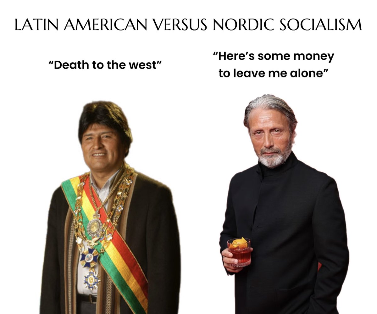 kunley_drukpa's tweet photo. The ideological difference between Latin American and Nordic Socialism https://t.co/uGNMYAYHm9
