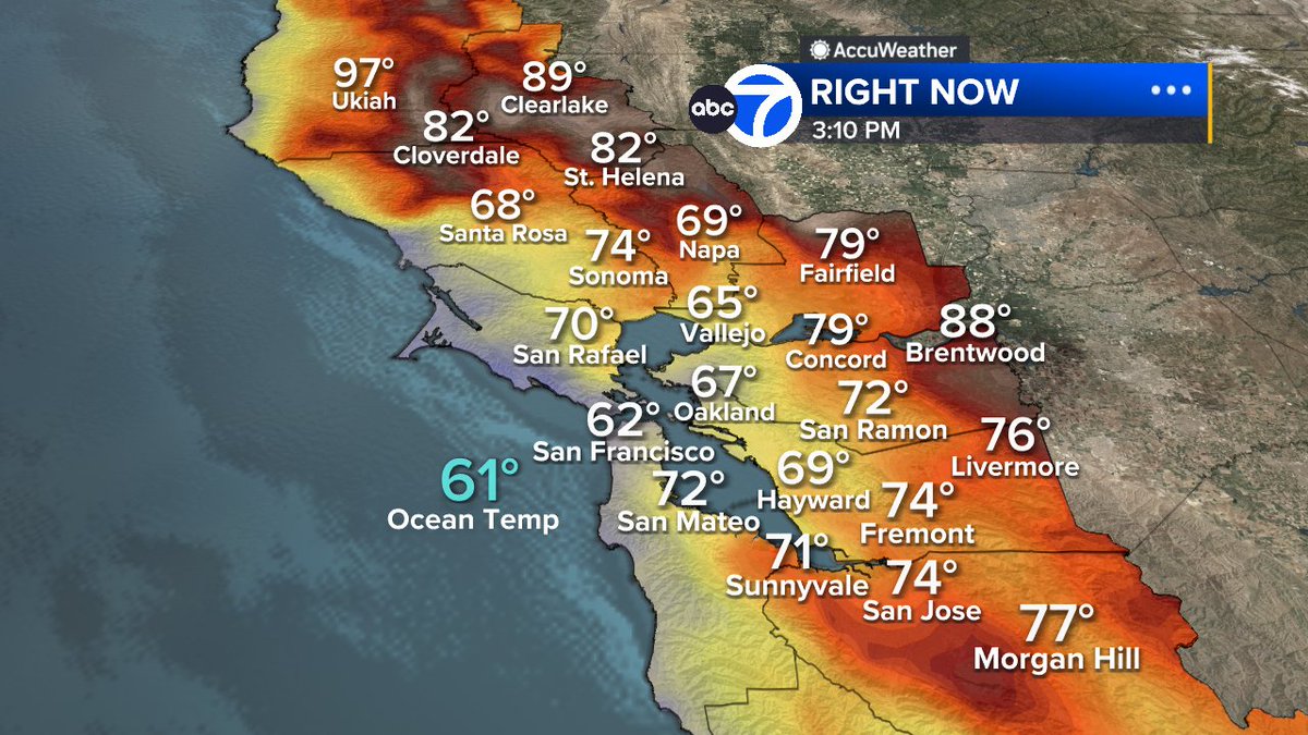 SandhyaABC7's tweet photo. Hey @KarlTheFog_ will you please move out of the way for a short time?  Waiting for Blue Angels to put on a show!Brighter skies for Fleet Week this weekend.  Noticeably cooler today just about everywhere!  Trend continues into weekend w/gusty winds.  #SanFrancisco #BayArea #CAwx https://t.co/t8Ok2IYxH1