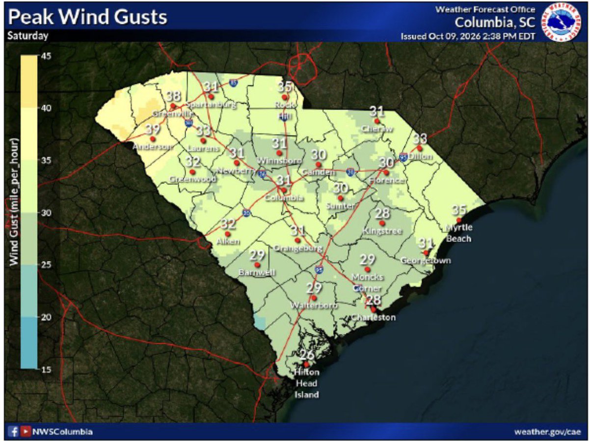 SCEMD's tweet photo. Hurricane Isaias will bring a wet, windy weekend to SC, with 2–6” of rain and locally higher totals possible. Flood Watches are in place for parts of the Upstate and coast. Strong storms could produce isolated tornadoes Saturday into early Sunday. Stay weather-aware! https://t.co/E6vyLWqeQ8