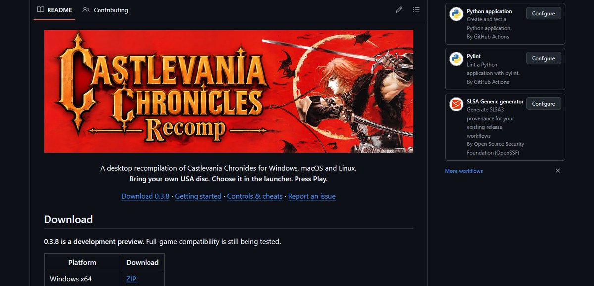 SspicyWonder's tweet photo. 💖Castlevania Chronicles Recomp is now available!

The game is fully playable from start to finish, and the project is still under active development.

Contributions are welcome if you'd like to help!

https://t.co/dnjNNwIEvC

#castlevania #recomp #ps1 https://t.co/xu9REwMKRU