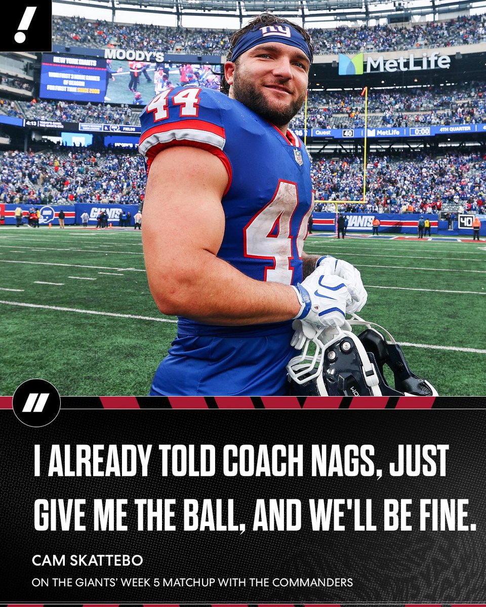 YahooSports's tweet photo. Cam Skattebo sees the perfect game plan for the Giants this week 😤 https://t.co/uAYuy416Na