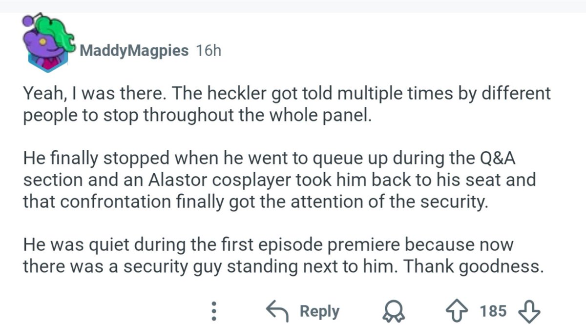 clowchan's tweet photo. Turns out the heckler is a bonafide asshole and Brandon was in the right. Bless that Alastor cosplayer https://t.co/5csSjrRAwE