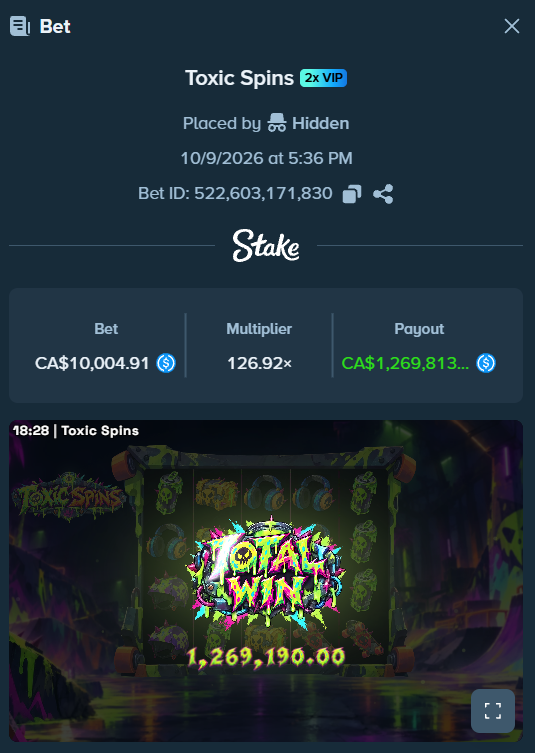degen_lab's tweet photo. 63,000× on Toxic Spins ☣️

▫️ $10,000 bet → $1,269,000 win
▫️ casino:522603171830

RT + drop your @Stake username below 👇 https://t.co/nqp9cMf9d0