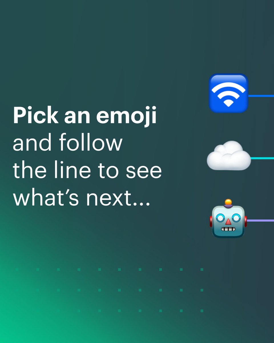 HPE's tweet photo. 👀 Where will the emojis take you? 

Follow the line and find out.