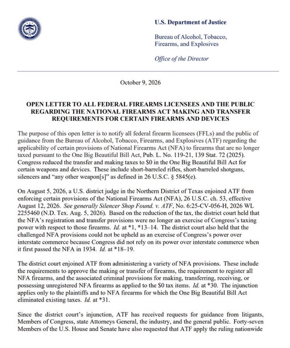 Montana_LP's tweet photo. The ATF’s new guidance says they are no longer enforcing restrictions on SBRs, SBSs, and suppressors. 

But Montana law still restricts them. 

We will support legislation to reverse that in the upcoming session. https://t.co/EWoyI0XDxJ