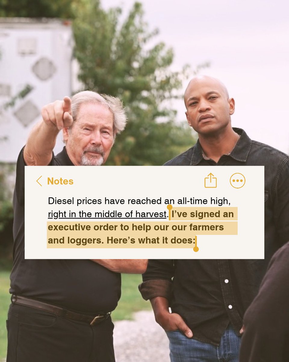 GovWesMoore's tweet photo. 🚨 I am taking immediate action to bring diesel fuel relief for those in our agricultural and forestry industries this harvest season. https://t.co/5GUEvI3Z6P