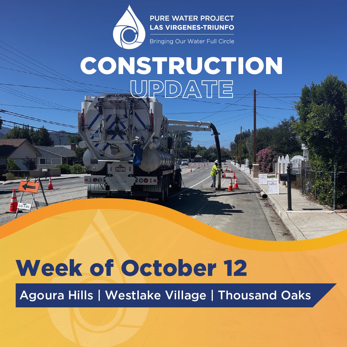 ourpureh2o's tweet photo. 👷‍♂️Construction update for week of September 28th.

Click below or visit the link in bio to view construction activity details and sign up for updates for the Cities of Agoura Hills, Westlake Village, and Thousand Oaks.

👉https://t.co/PlnE2VSBhz https://t.co/AbpIUB3GMg