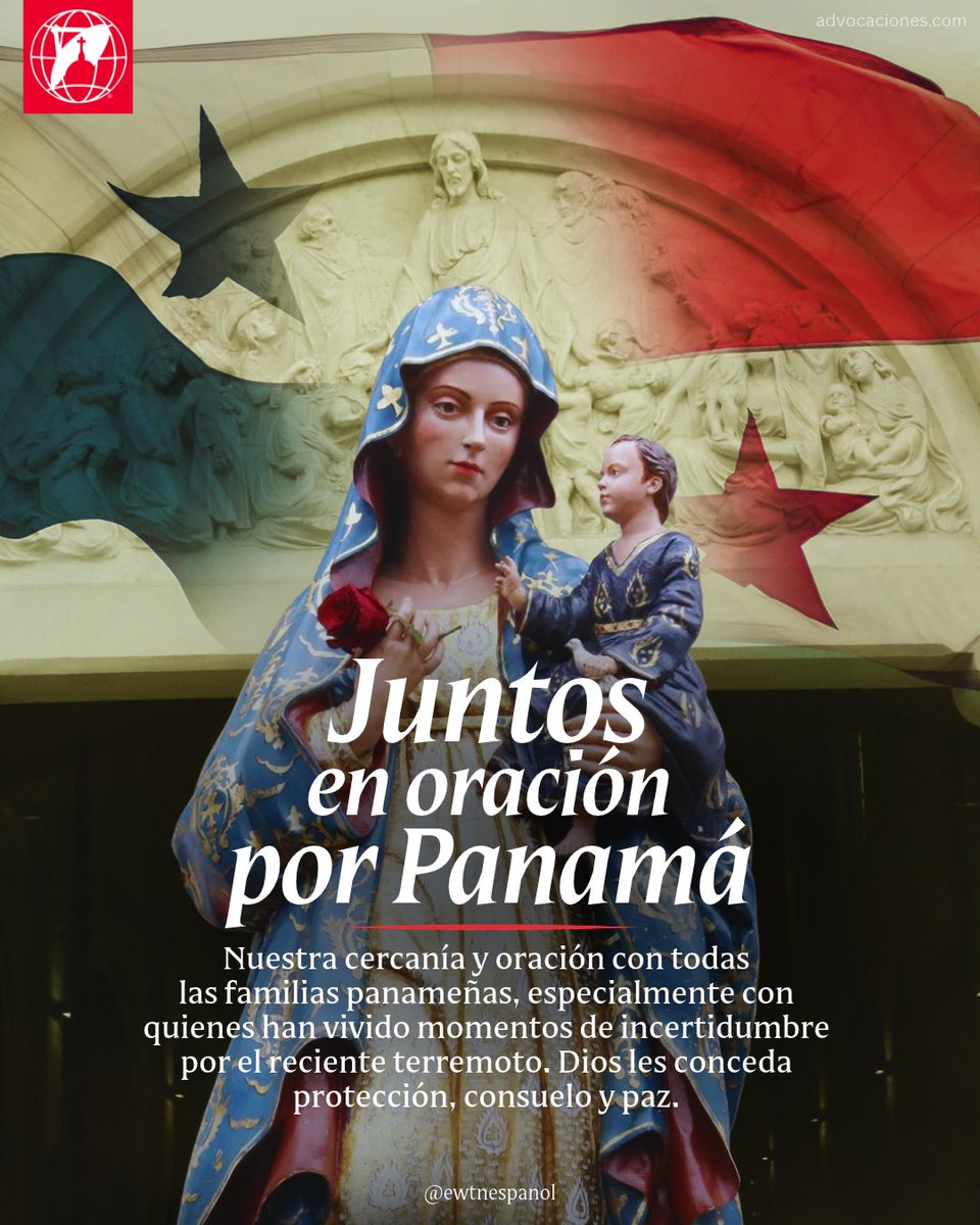 EWTNespanol's tweet photo. Juntos en oración por Panamá. Ante los momentos difíciles que viven hermanos panameños rezamor por las familias afectadas.

Oh, Santa María la Antigua, Patrona de Panamá; te pedimos muy especialmente por todas las familias que han sido afectadas por el reciente terremoto, dales fortaleza, consuelo y paz, te lo pedimos en nombre de nuestro Señor Jesúcristo, acuérdate de tus hijos, quienes te aclaman y confian en Ti, con la confianza de que intercedes por nosotros, ahora y en la hora de nuestra muerte. Amén.