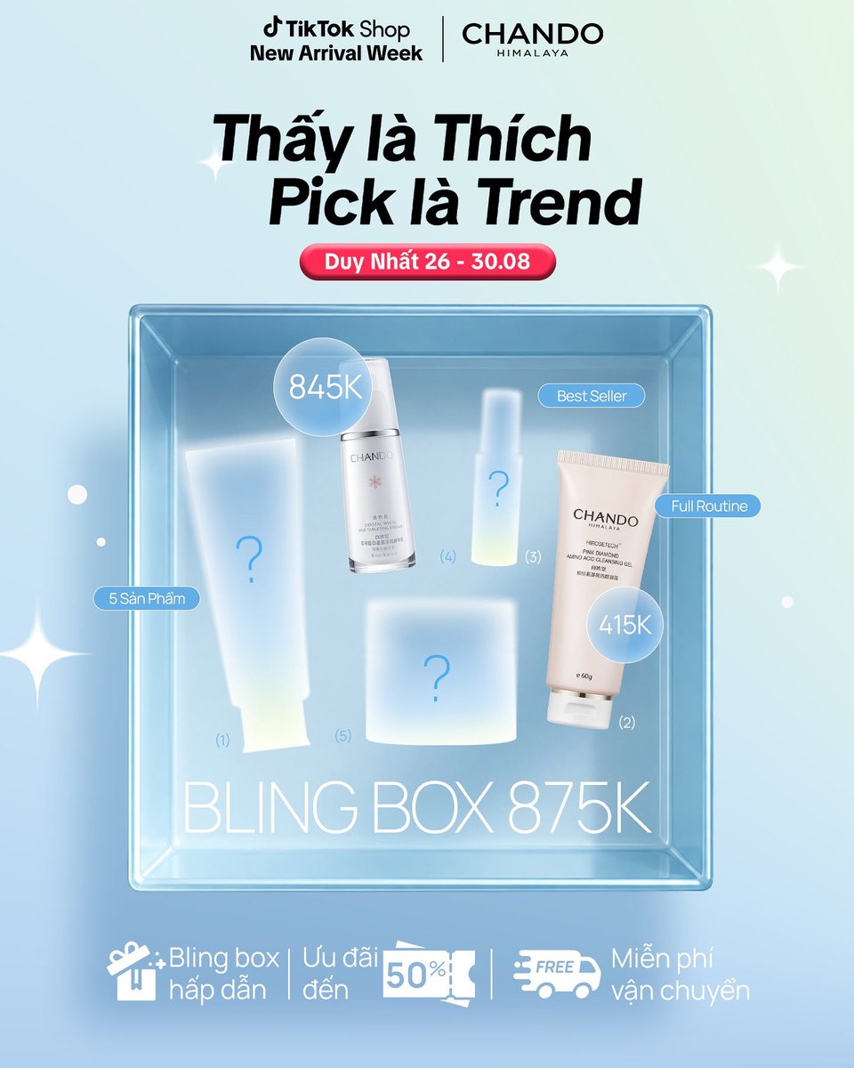 these_were's tweet photo. CHANDO ưu đãi lớn từ 26-30/8: giảm đến 50% sản phẩm bán chạy, BLINGBOX gần 3 triệu chỉ từ 8xxK, hot items trở lại với giá tốt hơn. Đừng bỏ lỡ bão sale skincare này! https://t.co/tIsSUEJLUd