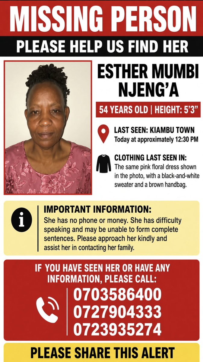 FGaitho237's tweet photo. Missing person alert ‼️ RT widely. https://t.co/SzIQTdDf3v