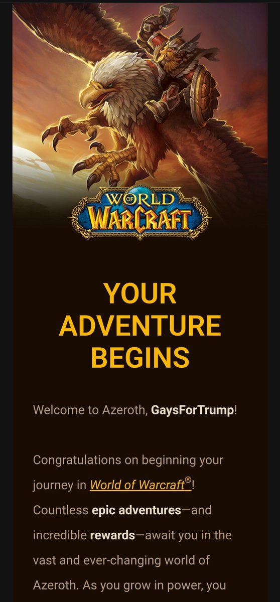 GaysForTrump's tweet photo. Well, well, well.

Look who's trying to get all friendly with me again.

Gays For Trump shall rise again on World of Warcraft Forever! (At launch) 😜 https://t.co/ODUoyBMZNH