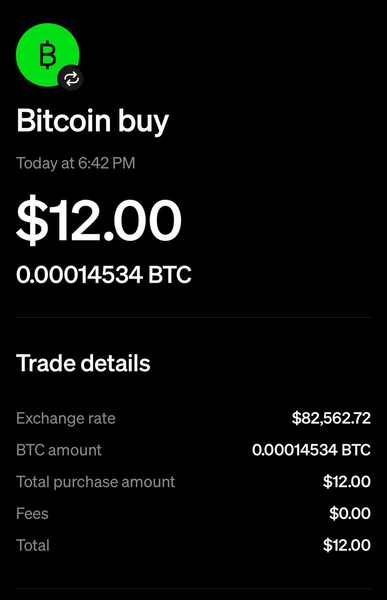 BitcoinerDan's tweet photo. My name is Dan and now I buy $12 of bitcoin:native a day via @CashApp 🧡 https://t.co/BELLP2JMqT