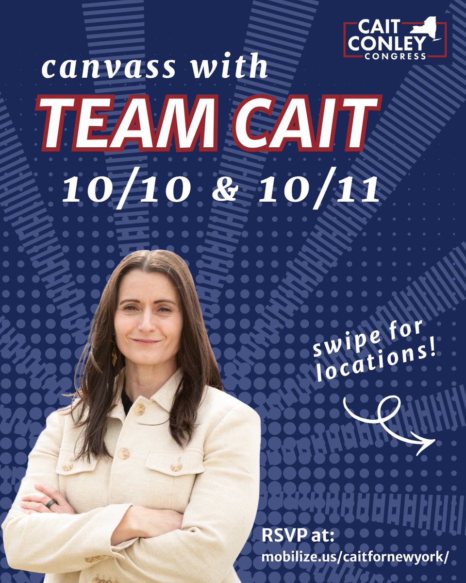 CaitforNewYork's tweet photo. We’re 25 days away from sending Mike Lawler packing! Come knock doors with #TeamCait this weekend to fight for the better, more affordable future the Hudson Valley deserves.

RSVP: https://t.co/szGPxM8VRy https://t.co/cmCPie8avc