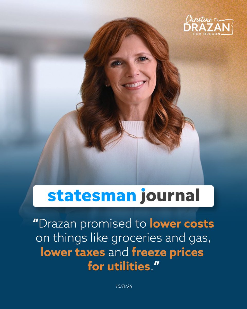 ChristineDrazan's tweet photo. Tina Kotek raised your taxes by almost $40 billion since she’s been in office. We cannot afford four more years of her failed leadership.

As governor, I will lower the cost of living and put affordability at the center of every decision I make. https://t.co/HKfHgTelGw