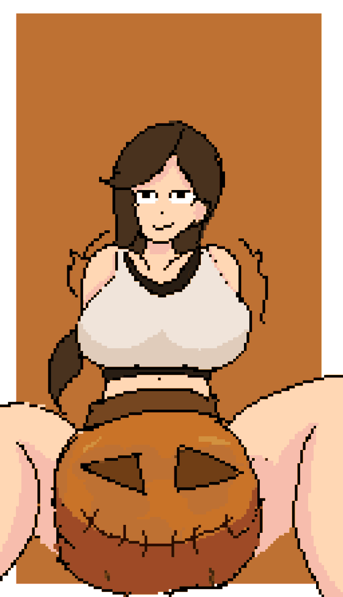 sharkydesignn's tweet photo. Tifa in a pumpkin diaper, first time trying pixel art (I know it's messy though) 

#pixelart #messydiaper #abdlart #diaperart https://t.co/M6loYn601m