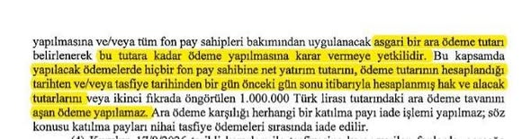 fonunmagdurlari's tweet photo. 🚨🚨 *ACİL* KANUN TEKLİFİNDE BÜYÜK TUZAK: 1 MİLYON TL "MÜJDESİ" İLE GAZ ALINDI, ASLINDA ÇÖKMÜŞ ENKAZ FİYATI ÖDEYECEKLER!

2 haftadır herkes "1 milyona kadar ana paramızı koşulsuz alacağız" sanıyor. Kanun teklifinin satır aralarına gizlenen tuzağı KİMSE FARKETMİYOR: BU KANUN BU HALİYLE MECLİSTEN GEÇMEMELİ.

Kanun Teklifi Madde 4.2 ve 4.3 açıkça ne diyor? 
👉 "Ara ödeme tutarı... ara ödeme tutarının hesaplandığı tarihten bir önceki gün sonu itibarıyla hesaplanan katılma paylarının toplam değerini AŞAMAZ!"

PEKİ BU ARA ÖDEME TUTARININ HESAPLAMA TARİHİ NE ZAMAN❓

SOMUT ÖRNEKLE ANLATALIM:

16 Eylül öncesi 800.000 TL fonun vardı.
1 Milyon TL sınırının altındasın, "tamamını alırım" sanıyorsun.
AMA O MADDE DEVREYE GİRİYOR: 
THF -%73, DOH -%84 çökük halde!
Sistem diyor ki: "Güncel değerin 160.000 TL, ara ödeme tavanın budur!"
Sen 800 bin TL beklerken eline sadece 160 bin TL tutuşturacaklar! Kalan için de "TMSF şirket mallarını satınca veririz" diyecekler!

Madem ara ödemeyi bugünkü çökmüş fiyattan vereceksiniz, BU KANUNU ÇIKARMANIN AMACI NE? Zaten kanunsuz tasfiyede de bu enkaz fiyat dağıtılacaktı! DEĞİŞEN BİR ŞEY OLMADI

Bu kanun mağduru kurtarmıyor; suçluların fona verdiği %80'lik zararı mağdurun sırtına yıkıyor!

BİZ MAĞDURLARA DEVLETİN HER MAKAMINDAN ÇOK NET VAATLER VERİLDİ, HEPSİ GÖZ BOYAMAMIYDI?

⚖️ TALEBİMİZ NETTİR:
  Madde 4.2'deki "hesaplandığı tarihten önceki gün" ibaresi mağduru korumak için DERHAL "16 EYLÜL 2026 TASFİYE ÖNCESİ GÜN SONU FİYATI" olarak değiştirilmelidir!

Bu göz boyama oyununu bozmak için RT ile yayalım, komisyona sesimizi duyuralım! 👇

@spkgovtr
@memetsimsek
@HMBakanligi
@adalet_bakanlik
@ismailsaymaz
@dilekgungor_
@muratemir_dr
@cevdetakaychp
@_cevdetyilmaz
#FonMağdurları #HepimizeAnapara #HalkBuradaSpkNerede #1MilyonÇözümDeğil #1MilyonÜstüAnapara #TLY #AnaParaYoksaGüvenYok #AnaParaHerFona #PPFtamvehızlıödensin #ANAPARAGaspiKulHakkidir
