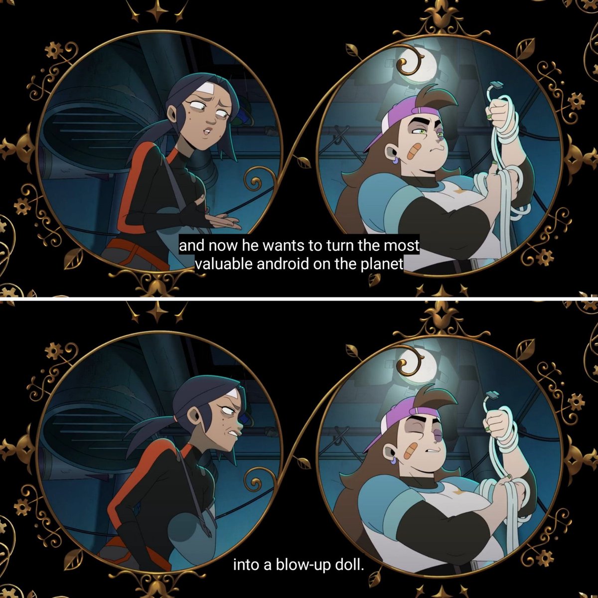 kolapon_art's tweet photo. #KnightsofGuinevere
.
.
.
.
.
.
. 
The way we were so right about the sexualization of the Gwen robots and that they're sold as sex dolls...

There was a lot of awful imagery and implications, specifically how- https://t.co/t1VtdtYRHS