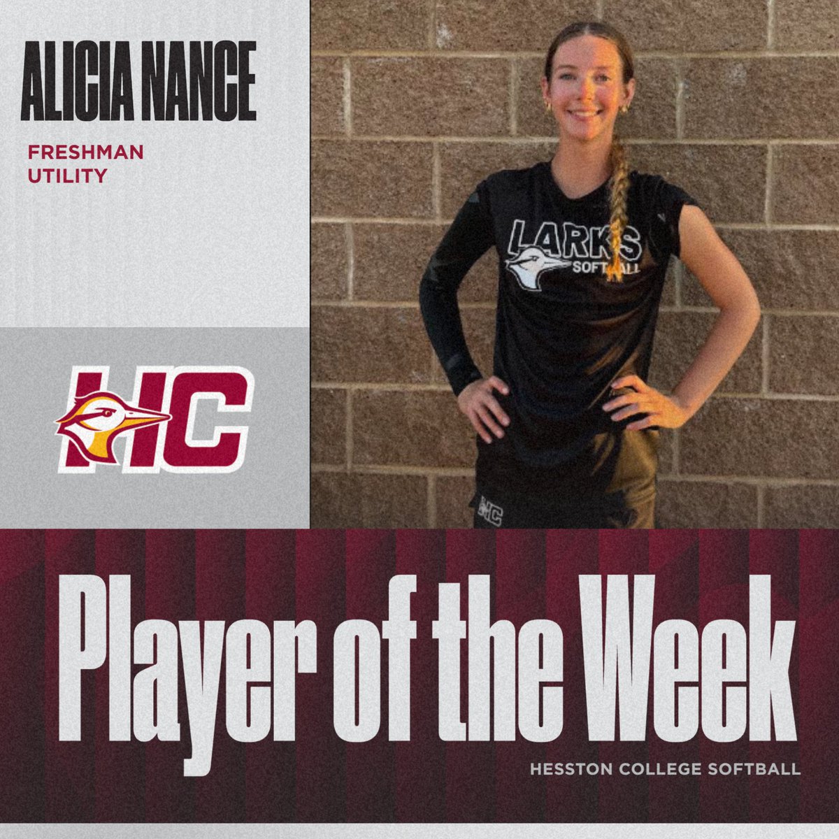 HesstonSoftball's tweet photo. ⭐ PLAYER OF THE WEEK: ALICIA NANCE ⭐ Alicia embraced new positions this week, even catching when needed! 🥎💪 Her hard work, coachability, and positive energy shine every day. ❤️ She lifts up her teammates, gives 100%, and always wears a smile! 🌟👏 #TrustTheProcess https://t.co/KSpFVA9WdD