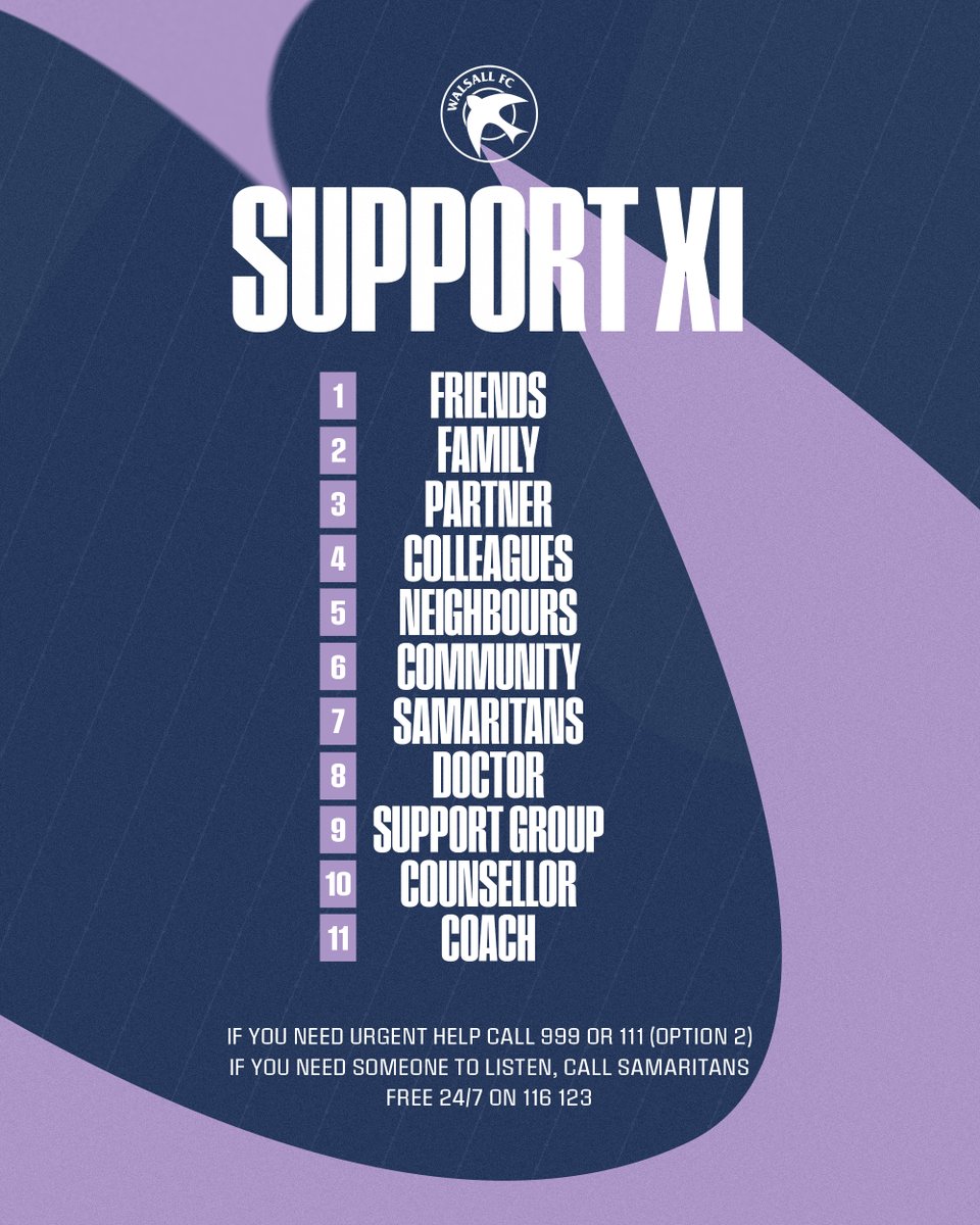 WFCOfficial's tweet photo. You’re 𝐧𝐞𝐯𝐞𝐫 on your own - you’ve got a whole team behind you. 💜

As we prepare to stand together on the pitch today, the support continues off it too.

Start a conversation, check in with a friend or loved one and remind them you're always there.

#WorldMentalHealthDay https://t.co/4dXmYxD1gt