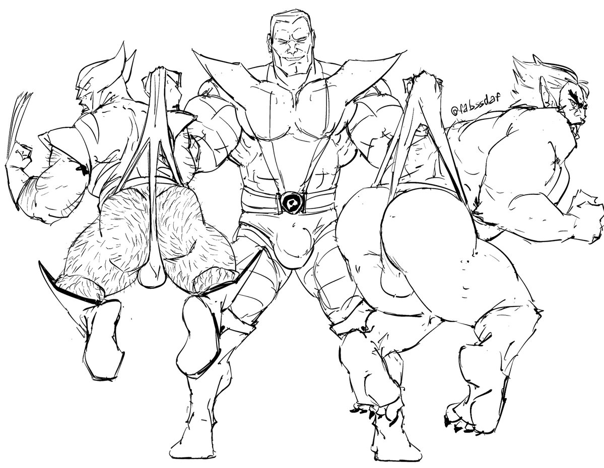 fabssdaf's tweet photo. Colossus having a wedgie session with his buddies Wolverine e Beast sketch for @Spankicorn  🔥 https://t.co/jlLk3LrqZG