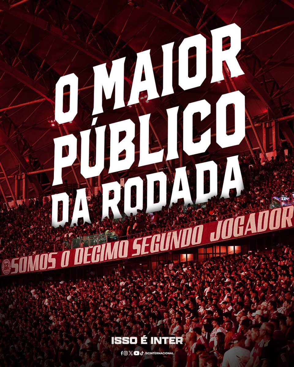 SCInternacional's tweet photo. A vitória de quarta-feira teve 𝗮 𝗻𝗼𝘀𝘀𝗮 𝗶𝗱𝗲𝗻𝘁𝗶𝗱𝗮𝗱𝗲. 🇦🇹👊

Nenhuma torcida levou mais gente ao estádio na rodada pós-Data FIFA do que o 𝗣𝗢𝗩𝗢 𝗗𝗢 𝗜𝗡𝗧𝗘𝗥. Em campo, lutamos por vocês. Das arquibancadas, cada um e cada uma cantou pelo Colorado. JUNTOS, superamos a primeira das últimas 10 decisões do Brasileirão 2026! ❤️🤍

A todos e todas, o nosso muito obrigado pela presença. Que essa sintonia cresça cada vez mais até o fim da temporada! 🤝