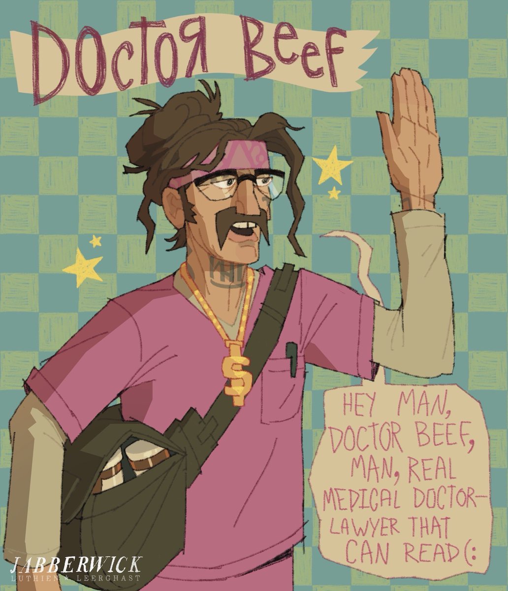 Jabberwick_art's tweet photo. I don't usually post here, but I've been drawing Dr Beef while watching @wakewilder 🥩 https://t.co/kU03c8r565
