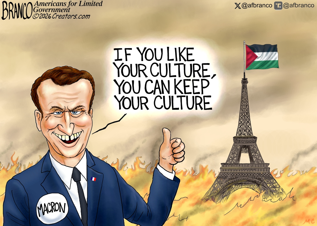 afbranco's tweet photo. A.F. Branco Cartoon – Unchecked immigration from Islamic countries has set France on fire. It’s not about education, as the media claims. https://t.co/MjawfmpEZs https://t.co/lgcrwafIZd