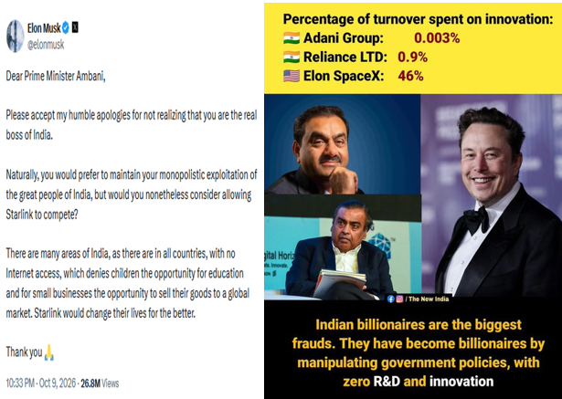 mediacrooks's tweet photo. I dont care about Starlink or other Sat links.. But this is a  slap well deserved for @NarendraModi whos being NANGAFIED in the intnl arena.. Propping up 2 criminals, doling all national resources to them, getting pol bribes from them.. This is how India is run by the DOG CLUB.. https://t.co/AuJ7TwFfoj