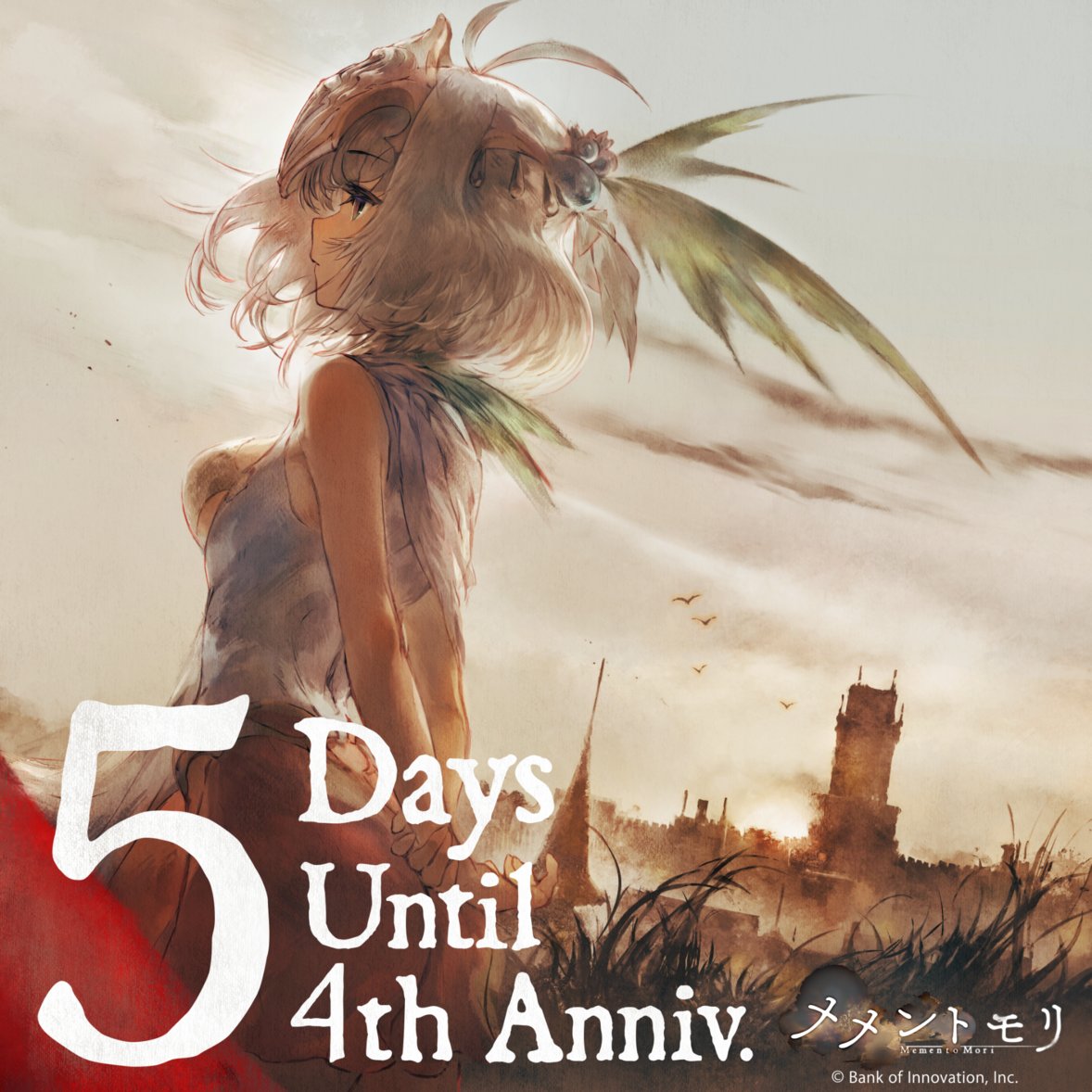 mementomori_boi's tweet photo. 【#メメントモリ4周年 カウントダウン ✨】
#メメントモリ 4周年記念キャンペーン開始まであと5日！
カウントダウンプレゼントも配布中！

本日のイラストは
【アリアンロッド】

諦めきれない想いが、
今日も私の背中を押す。
ねえ、キミから見て、今の私はどう見える？ https://t.co/XAbF9EzzOl