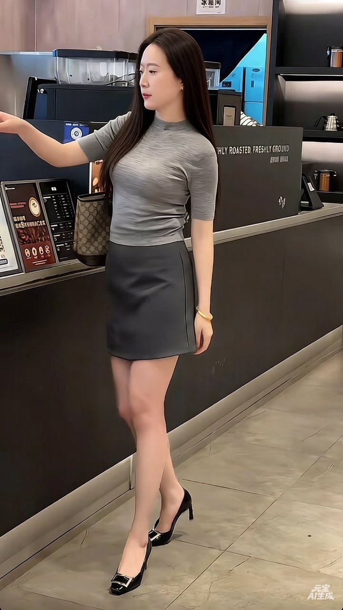 NN01280's tweet photo. 咖啡厅碰到的姐姐，我让老公评价一下。
他说挺有气质的，只是应该有三十多岁了，小肚腩已经出来，给人的感觉腰有点粗。
我发现男人和女人的注意点总是不同。我就觉得她的头发如果不是这样盘起来，披肩长发的样子应该更好看。
老公说简单，马上让元宝生成了她的披肩长发照片，果然有女人味多了。 https://t.co/Xl1UHxdqfs