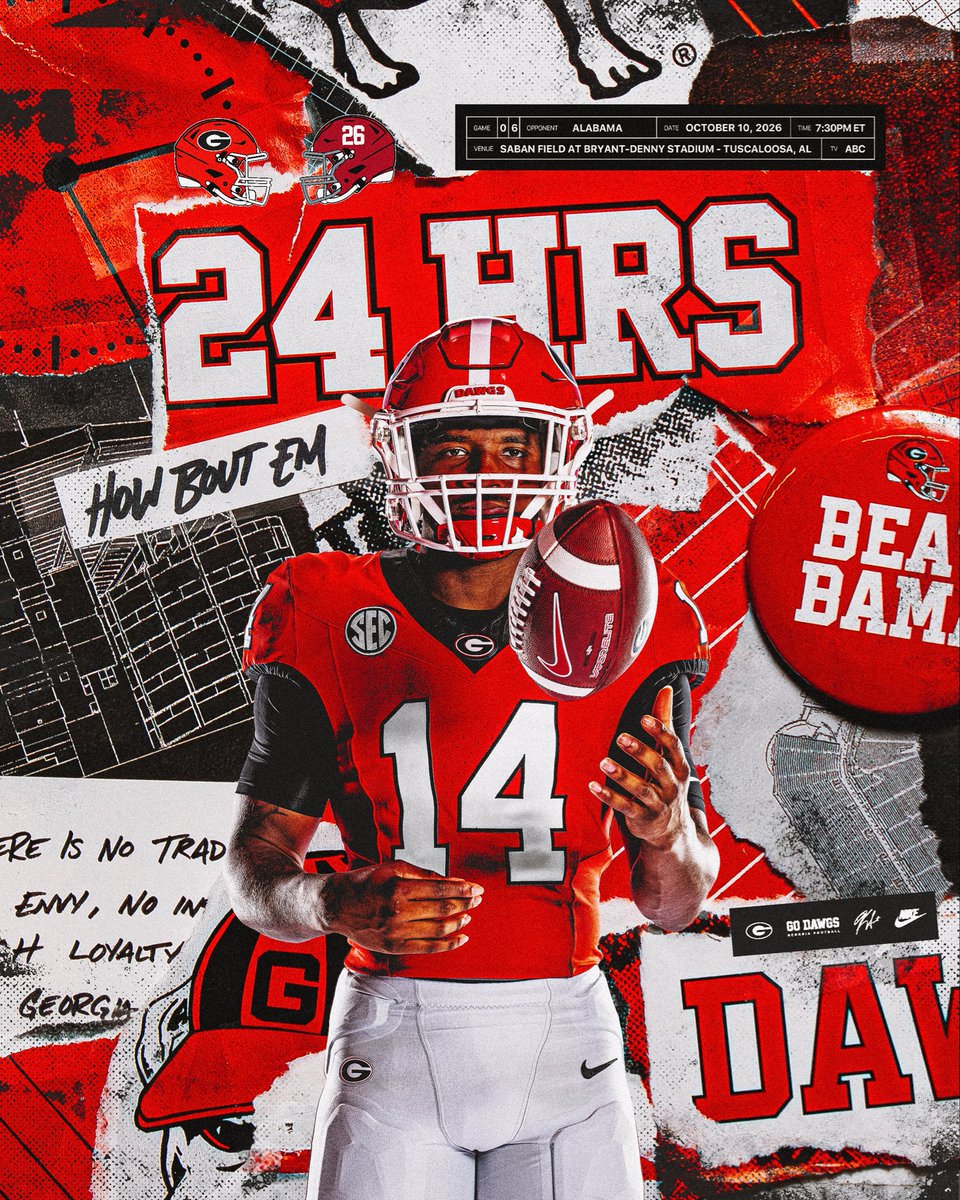 GeorgiaFootball's tweet photo. 𝟐𝟒 𝑯𝒐𝒖𝒓𝒔 ⏳ https://t.co/S9jTNbg2it