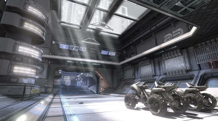 MiltonCadogan's tweet photo. Old School Bungie, Halo 3 DLC Work we did on Orbital. Level Design by Tyson Greene, Architecting by Frank Capezzuto (a great mentor) and I did the environment finishing work.

At the time it was the first map which utilized nearly 100% normal maps, high poly to low poly and custom modeled texture strips. Previously the shaders were only allocated to character models in that pipeline. It was a controversial decision we made because there was fear that too many textures loaded into memory would break it. Luckily it worked and from that point forward the rest of the Environment artists had a little more freedom to explore more high fidelity visuals (for the time).