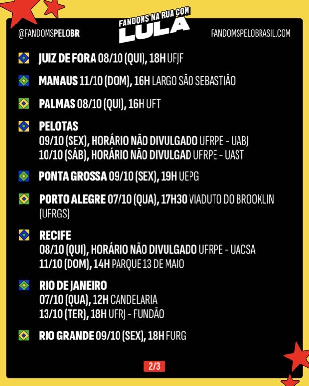 infocortis's tweet photo. ATENÇÃO COERs 🚨

confira os novos locais das manifestações e junte-se a essa mobilização. Nossa voz importa, nossos direitos precisam ser defendidos e a democracia se fortalece com a participação de todos.

Compartilhe as informações e faça parte dessa mobilização!

#CORTIS #fandomscomlula #EleNão #coertwt