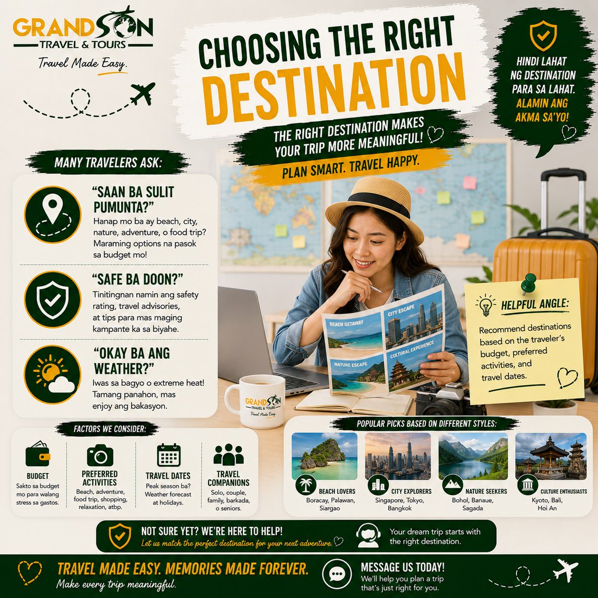 mustafa_atess's tweet photo. Ang tamang destination ay akma sa budget, schedule, interests, at travel style mo. Isaalang-alang ang activities, panahon, safety, at kasama sa biyahe para mas sulit at meaningful ang bawat araw. https://t.co/sh5qHKis1S