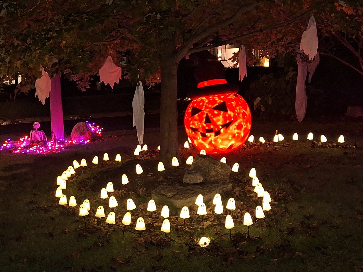 RiverWardRiley's tweet photo. Love the mini ghosts on Pigeon Terrace tonight...spooky. https://t.co/fYDSuLD3Zf