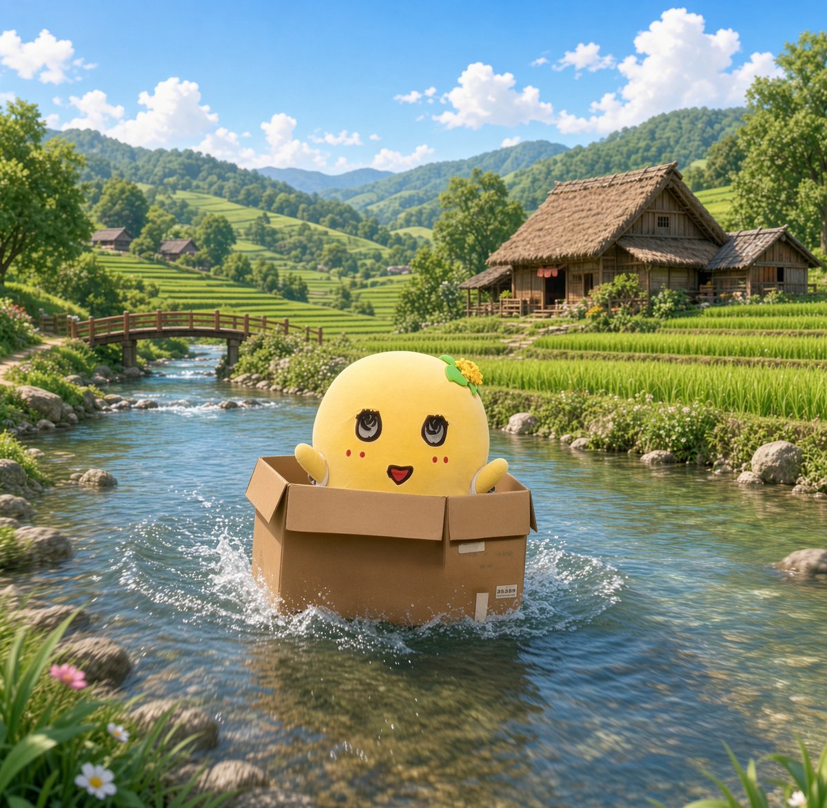 funassyi's tweet photo. おはなっしー(。゜▽゜)どんぶらこ♪どんぶらこ♪といきまっしょいなっしー♪ https://t.co/nhYYFoHUs1