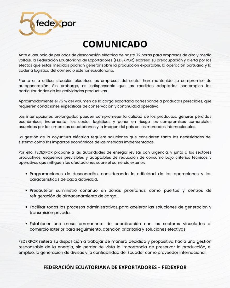 Fedexpor's tweet photo. FEDEXPOR ante los últimos anuncios en materia energética: https://t.co/rhkcEBEkNi