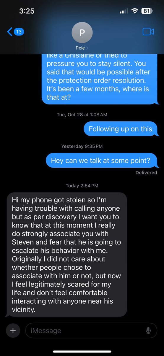 n1ghtkitten's tweet photo. you're totally lost. if it's the case that Kyla betrayed her trust then why didn't Pxie say that as her excuse? she didn't express what u just said in the message at all, in fact she explicitly said she didn't care about ppl associating but now changed her view. seems like ur just okay with Pxie lying to her here